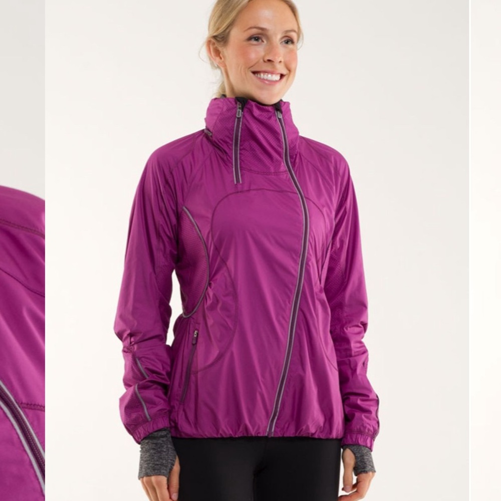 💜💗 SUPER RARE! 💗💜 LULULEMON Run Inspire Reflective Jacket, Sz 2 Dew Berry